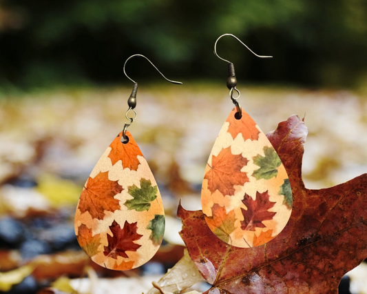 Autumn leaves teardrop earrings