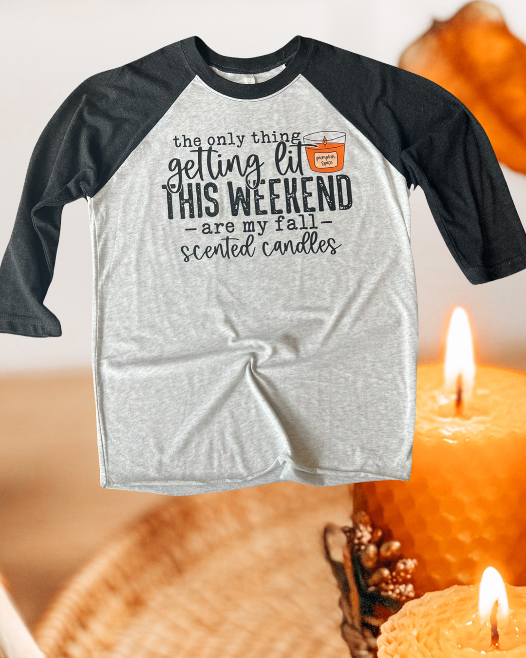 Fall scented candles raglan tee