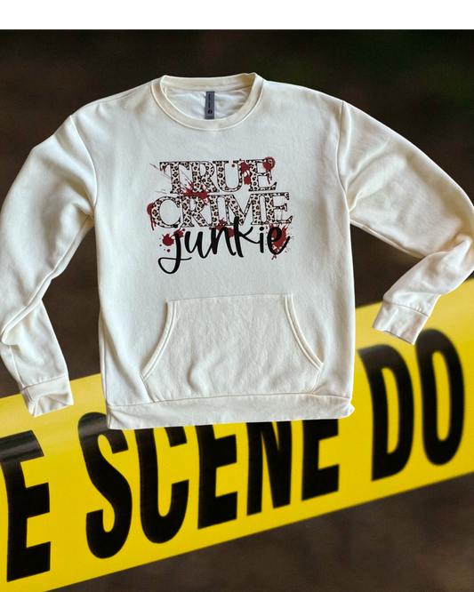 Crime scene junkie pocket sweatshirt