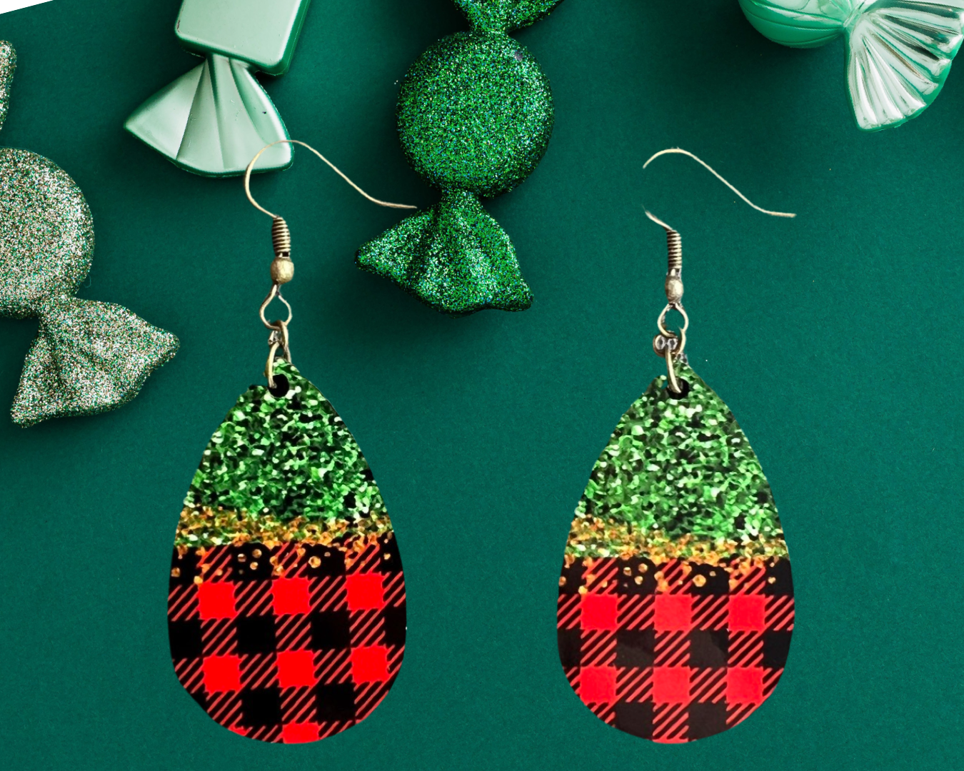 Happy holidays teardrop earrings