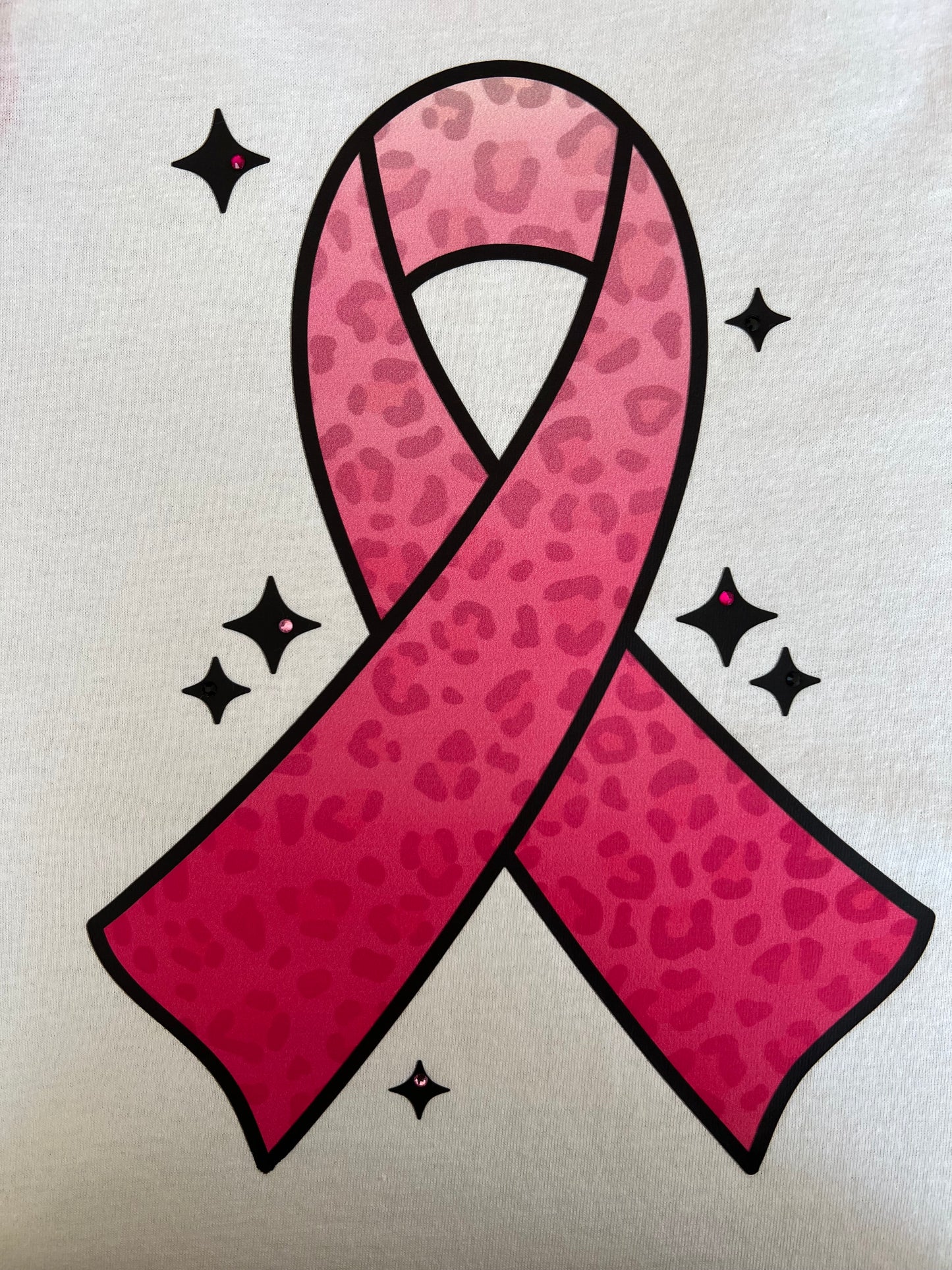 Rhinestone pink ribbon raglan tee