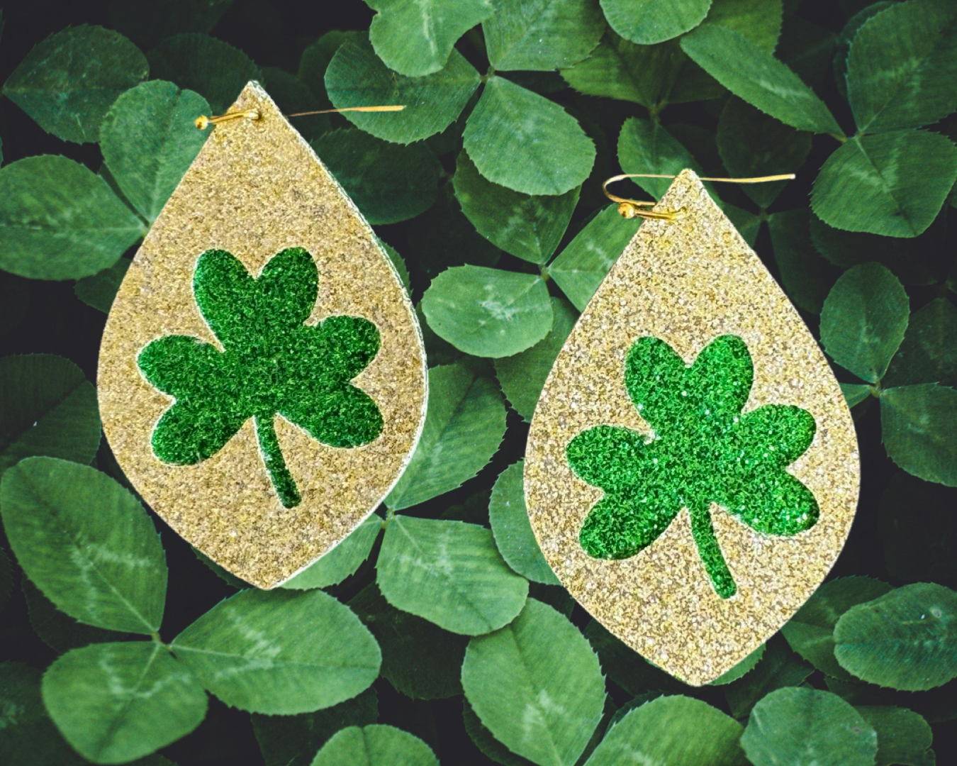 Clover faux leather teardrop earrings