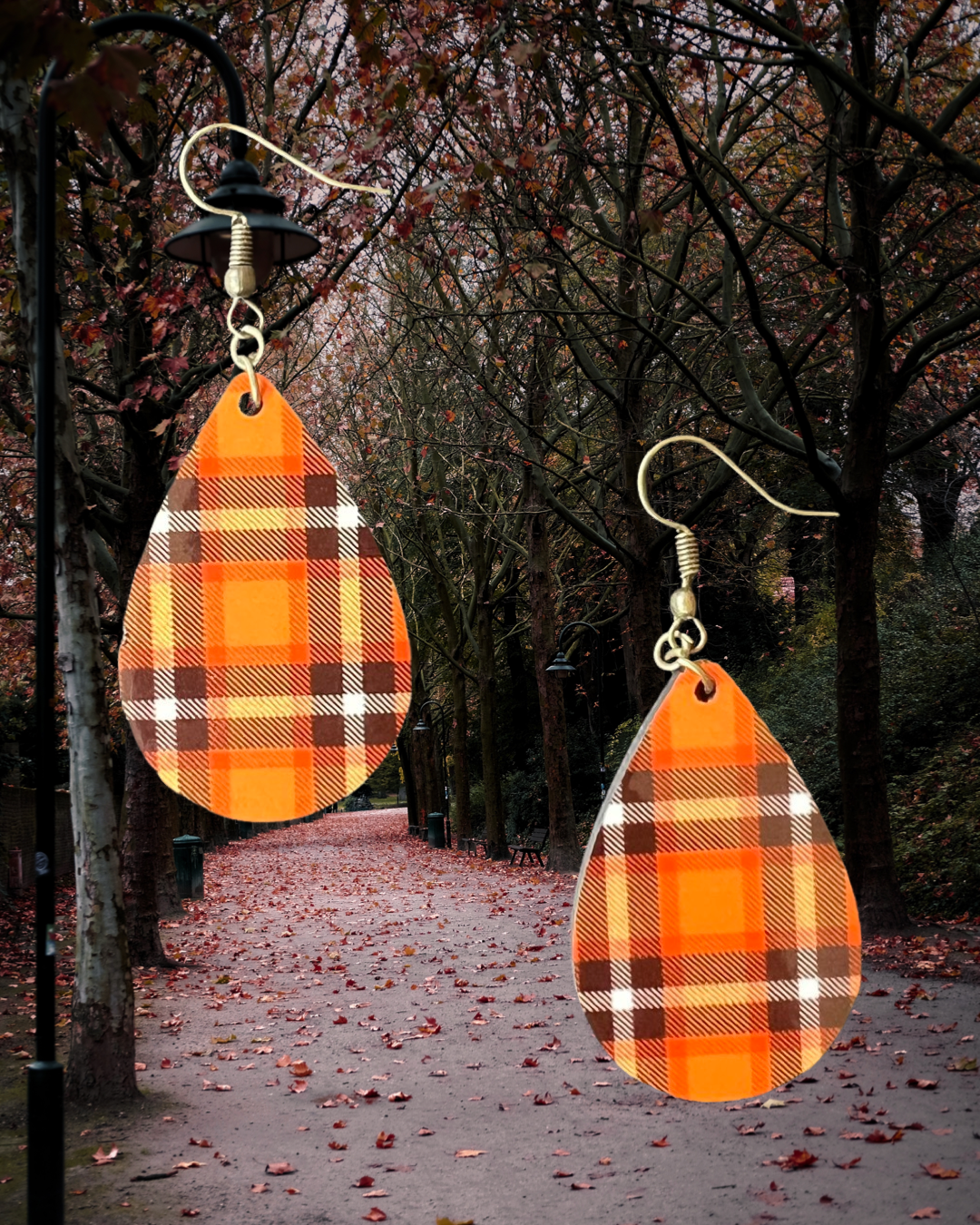 Fall plaid teardrop earrings
