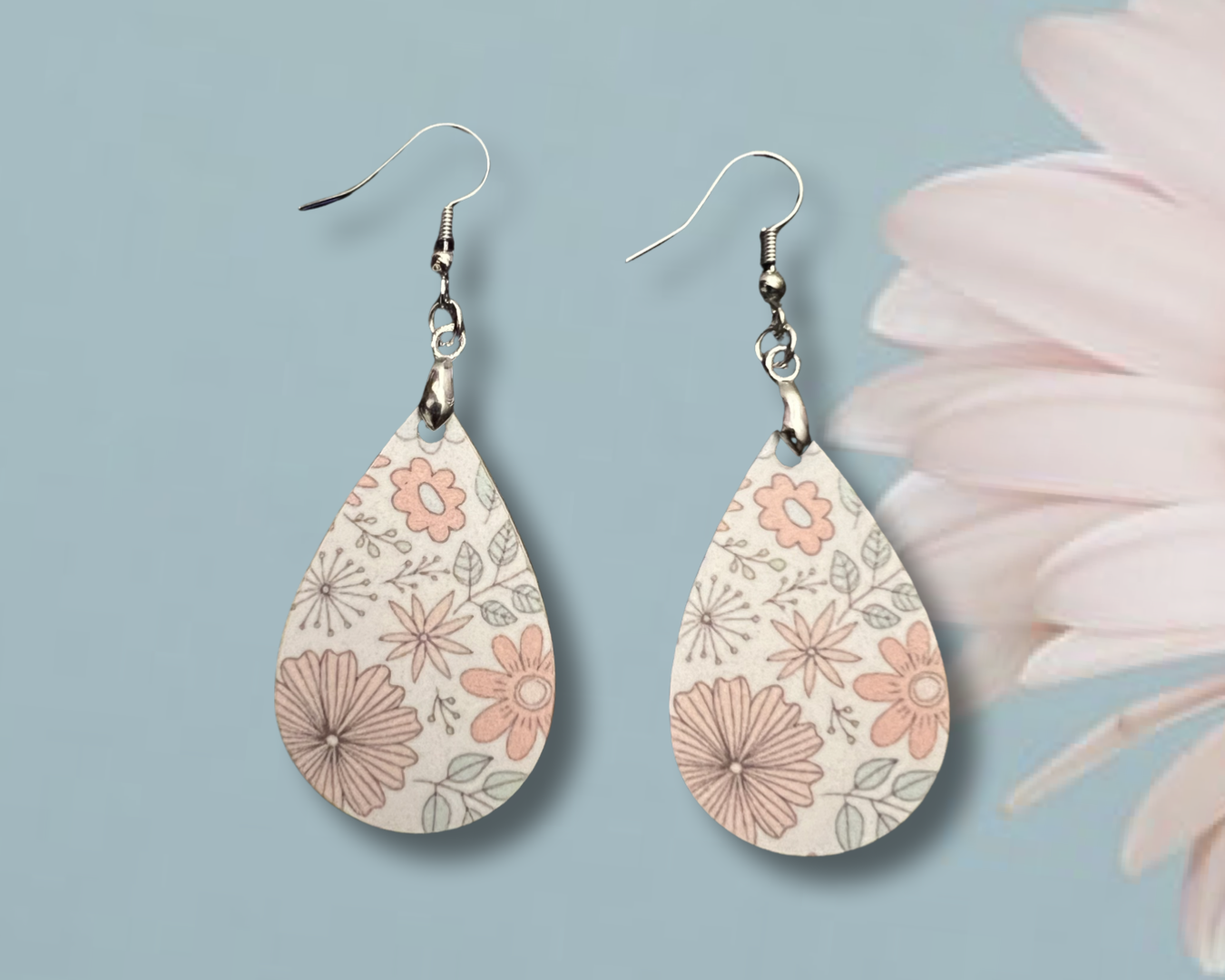 Pastel floral teardrop earrings