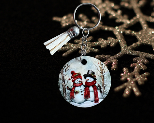 Snowman keychain with tassel