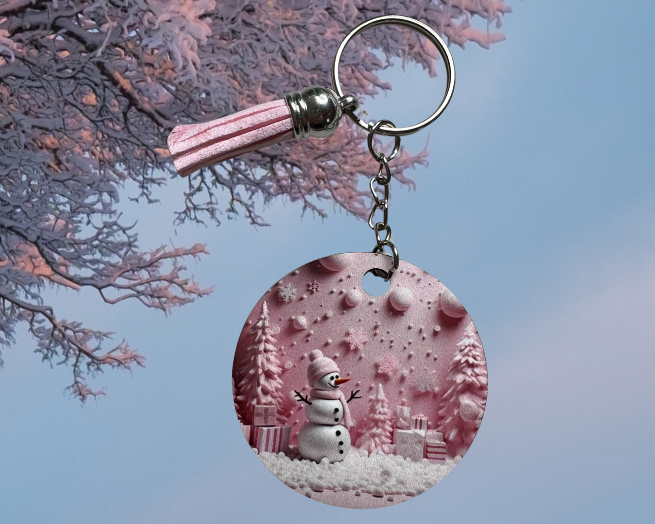 Pink keychain with tassel