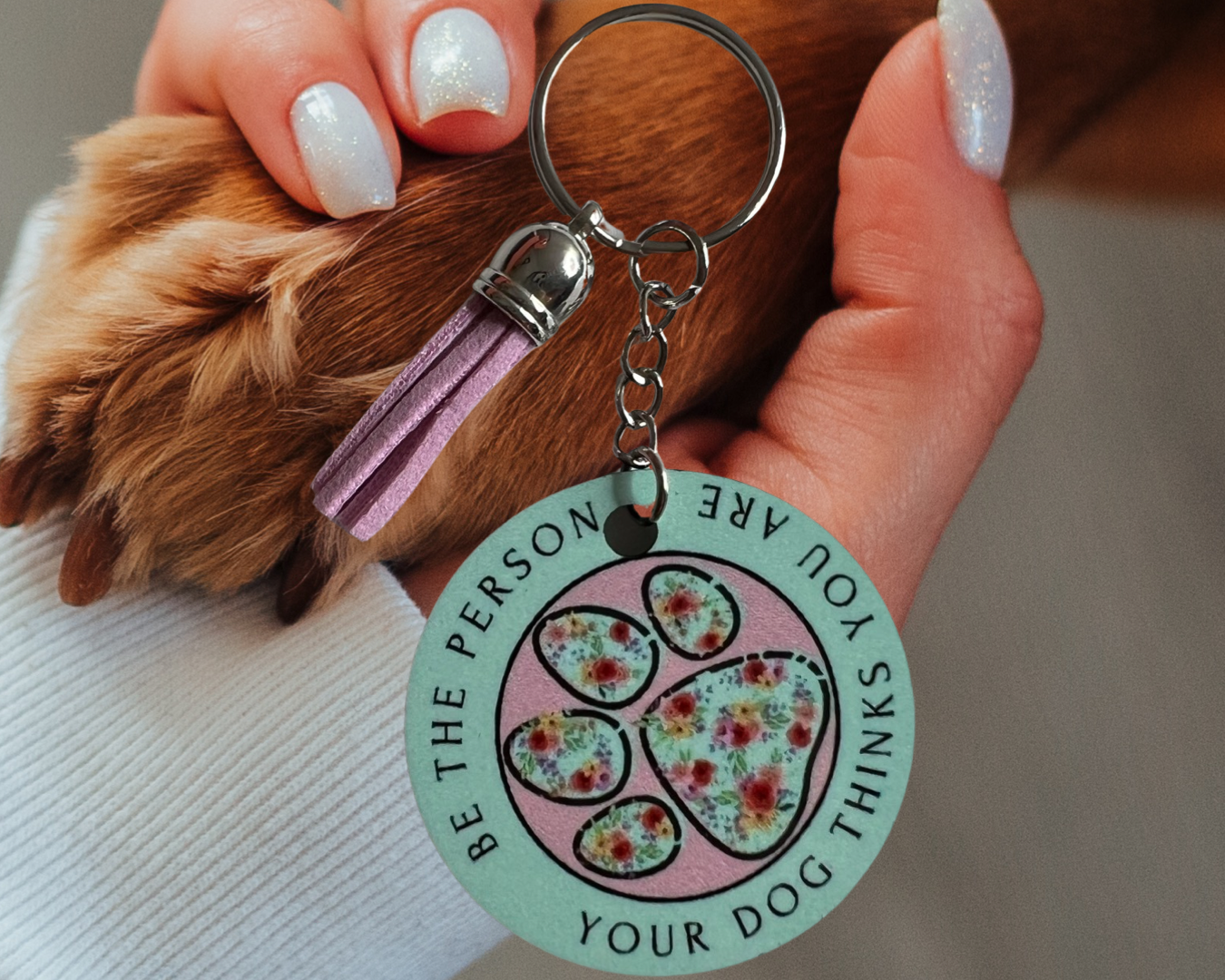 Dog keychain with tassel