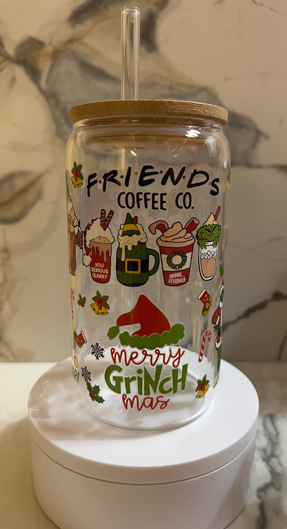 Christmas movie glass with bamboo lid