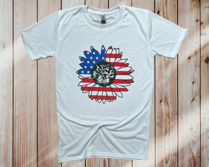 Patriotic sunflower teardrop earrings and tee