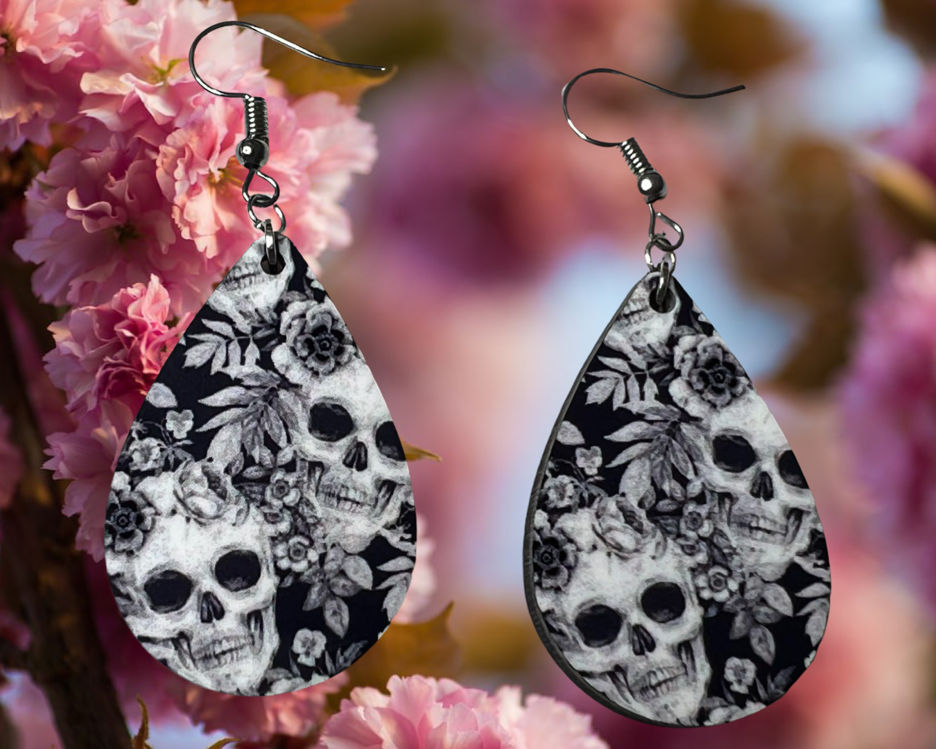 Neutral Skull teardrop earrings