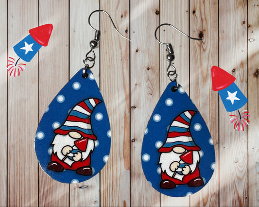 Patriotic Gnome teardrop earrings
