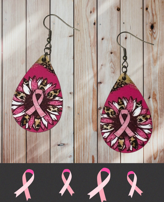 Breast Cancer teardrop earrings