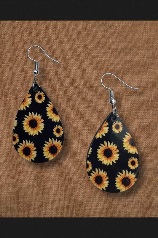 Sunflower teardrop earrings