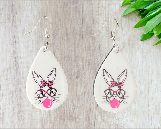 Bubble bunny teardrop earrings