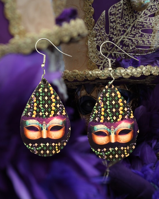Mardi Gras teardrop earrings