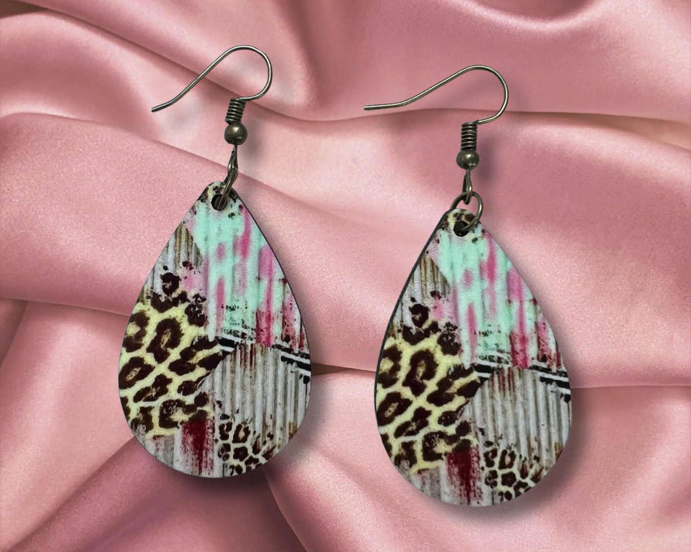 Multi rustic mint teardrop earrings