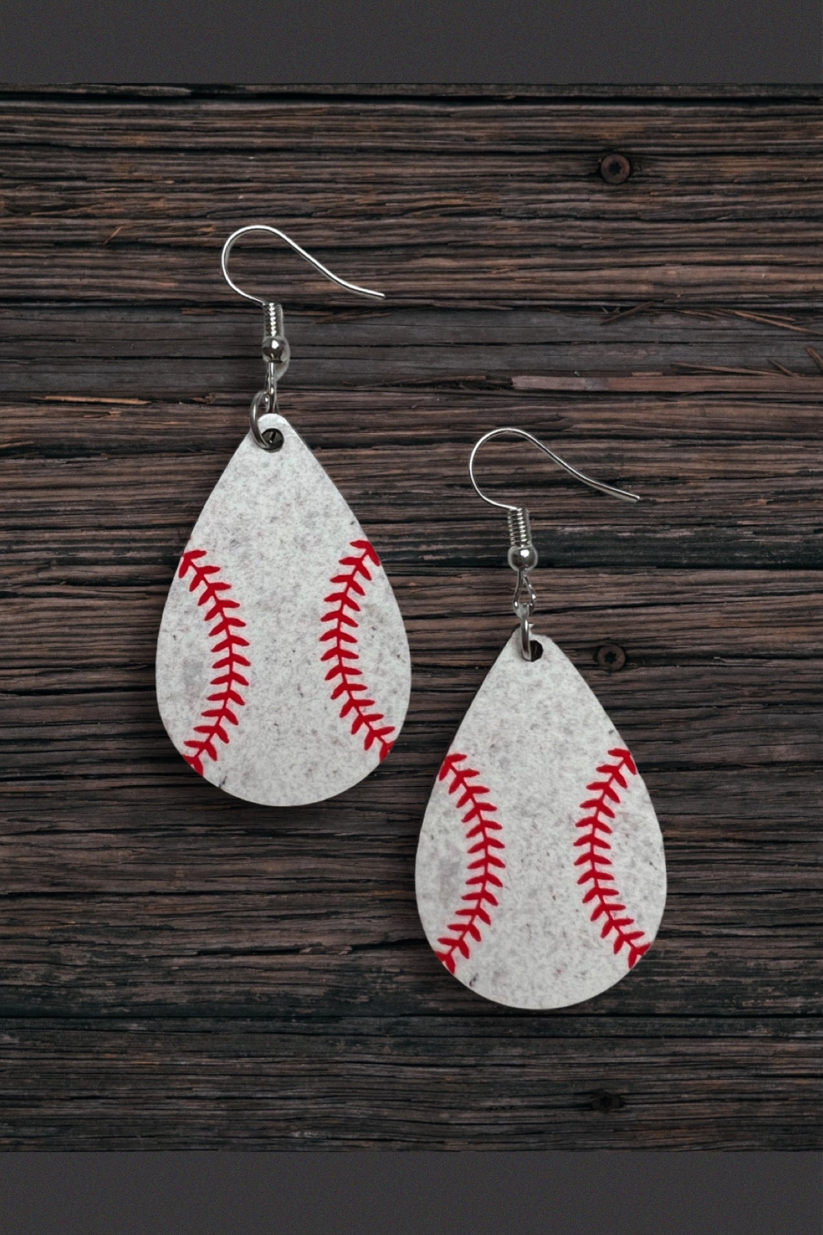 Baseball tear drop earrings